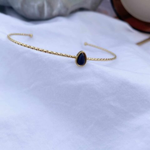Bangle with blue black water drop stone