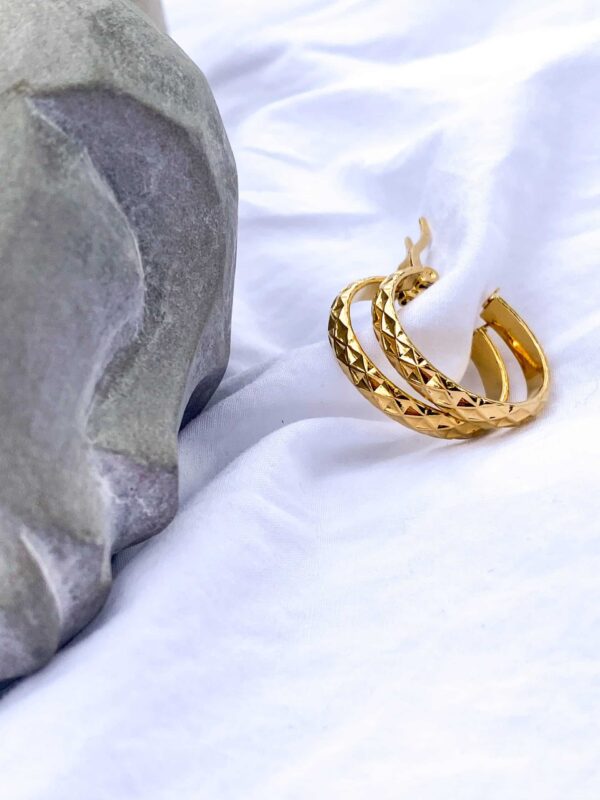 Rombus Stainless Steel Gold Hoops