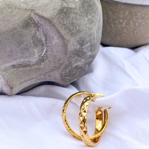 Rombus Stainless Steel Gold Hoops