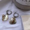 Stainless Silver Hoops With Natural Seashell