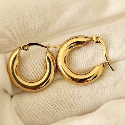 Thick Stainless Steel Gold Hoop