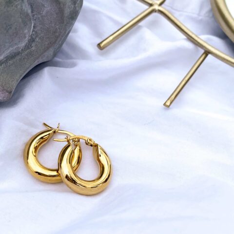 Thick Stainless Steel Gold Hoop