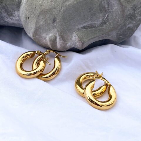 Thick Stainless Steel Gold Hoop