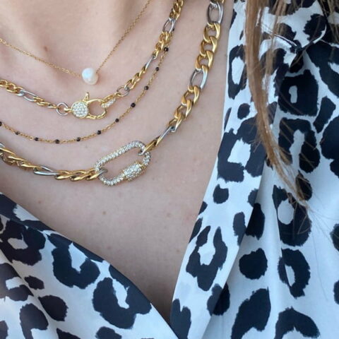 Zircon Locket With Stainless Steel Chain