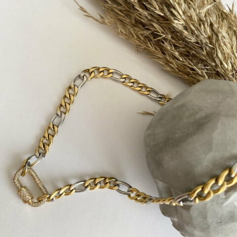 Zircon Locket With Stainless Steel Chain