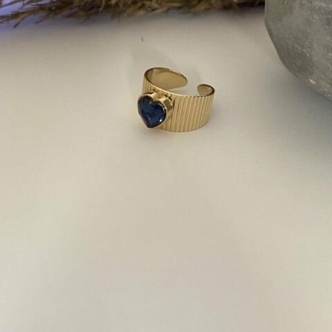 Zircon heart ring( dark blue)