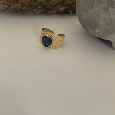 Zircon heart ring( dark blue)