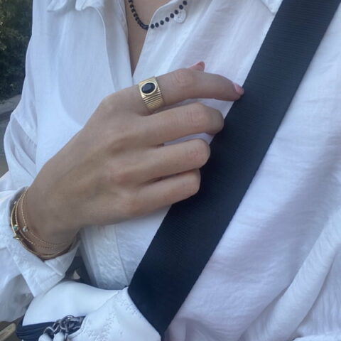 Rosario With Black/White Crystal Stones