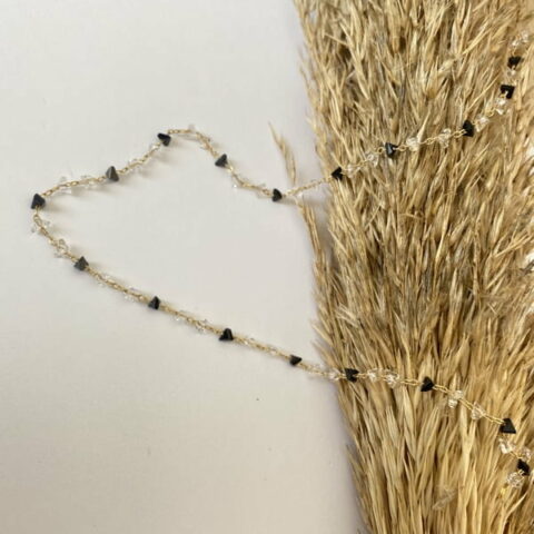 Rosario With Black/White Crystal Stones