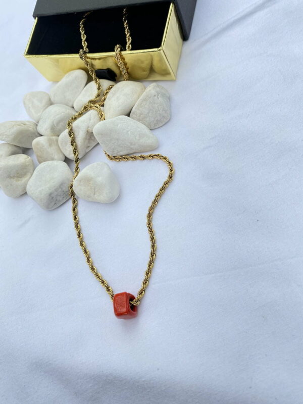 Ceramic Cube Red Necklace