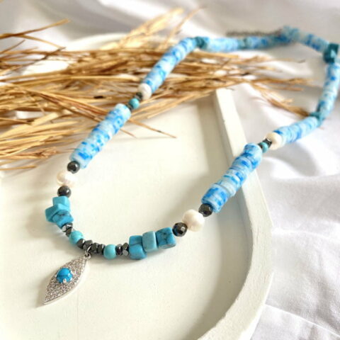 Tιρκουάζ κολιέ μάτι