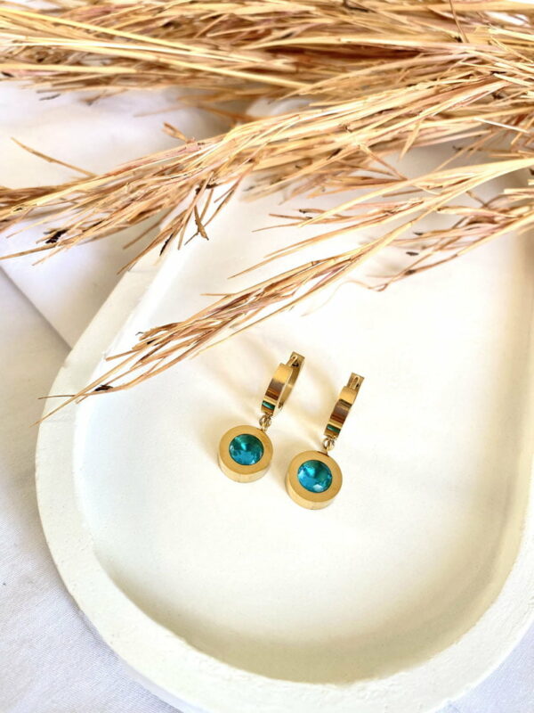 Hoops With Aqua Zircon Stone