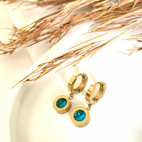 Κρίκοι με τιρκουάζ πέτρα ζιργκόν