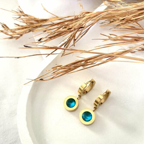 Κρίκοι με τιρκουάζ πέτρα ζιργκόν