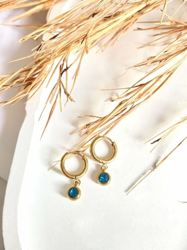 Hoops With Aqua Small Zircon Stone