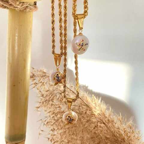 Fish Pearl With Stainless Chain