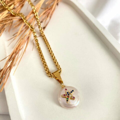 Αστερίας πέρλα με ατσάλινη αλυσίδα