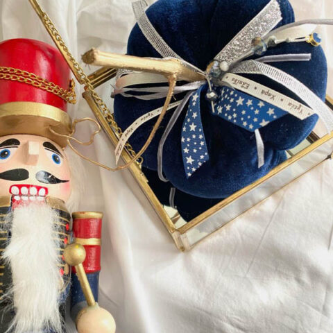 Χριστουγεννιάτικη Βελούδινη Κολοκύθα - Μπλε