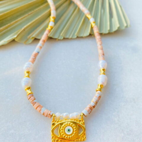 Eye with Amazonite Beads Pink