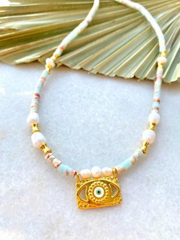 Eye With Amazonite Beads Necklace