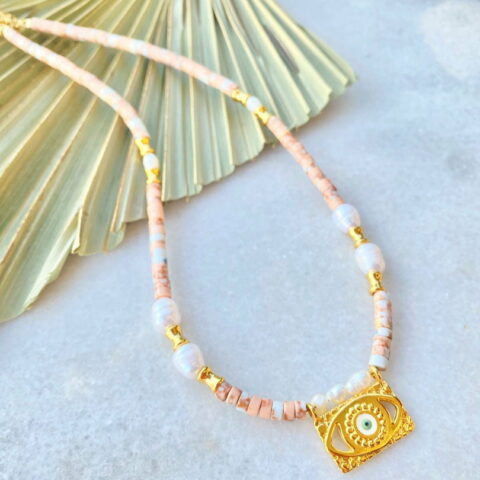 Eye with Amazonite Beads Pink