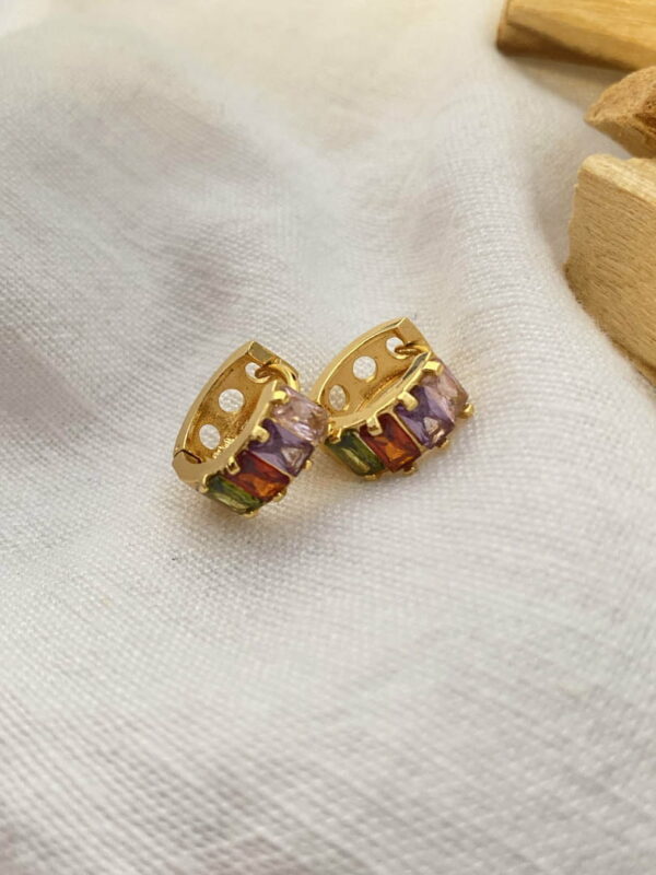 Colourful Rectangular Zirconia Earrings