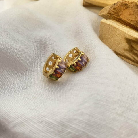 Σκουλαρίκια με χρωματιστά ορθογώνια ζιργκόν