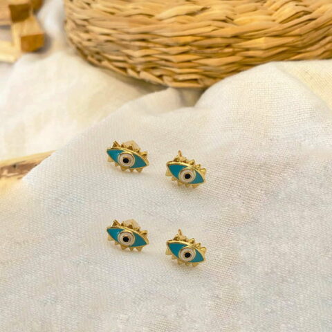 Eye Earrings Blue-White