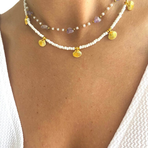 Κολιέ με χρυσά κοχύλια