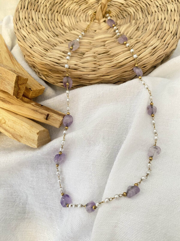 Rosario With Lilac Stones Necklace