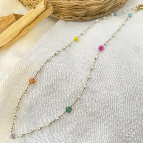 Rosary With White and Colored Beads