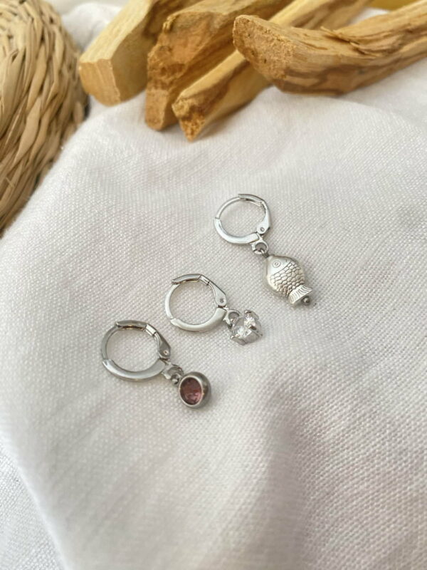 Silver Fish Tripleta Earring