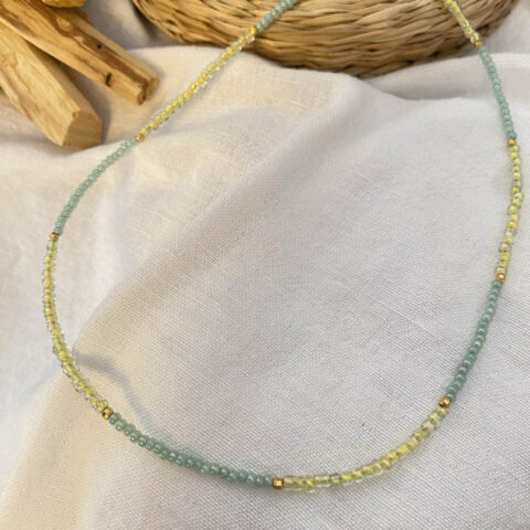 Tiny Bead Necklace(Yellow-Green)