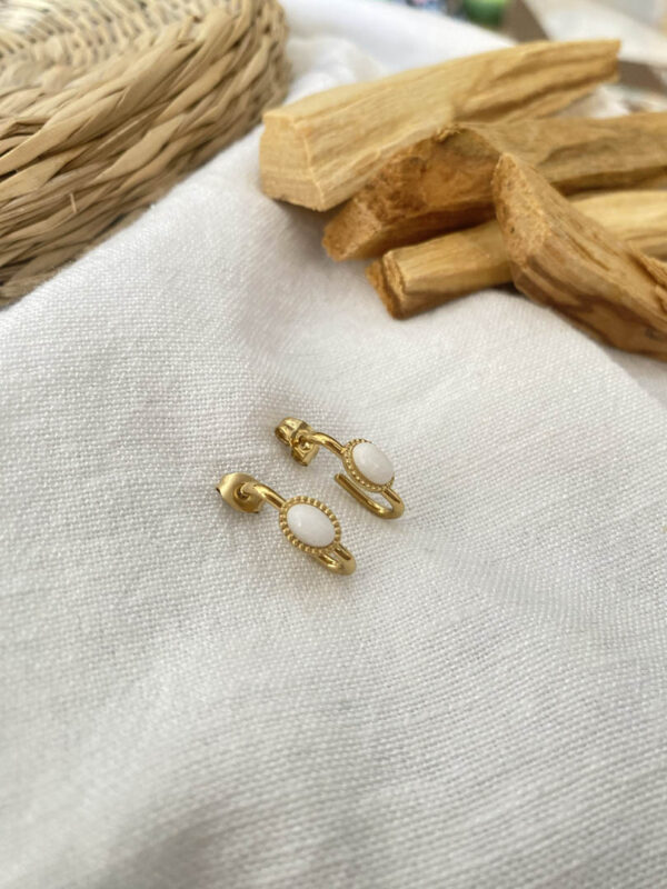 White Stone Earrings