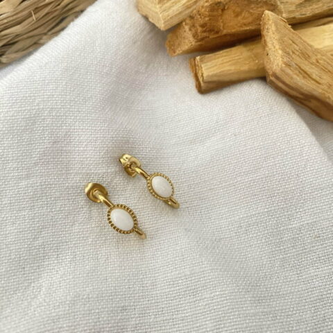 White Stone Earrings