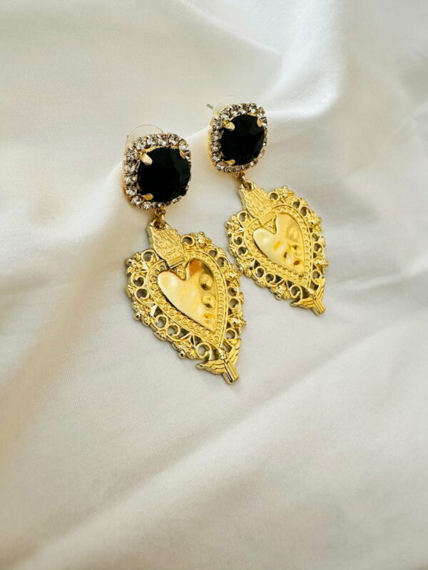 Heart Event Gold-Black Earring