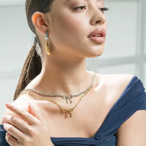 Σκουλαρίκια από ατσάλι με μήκος 5,5εκ.