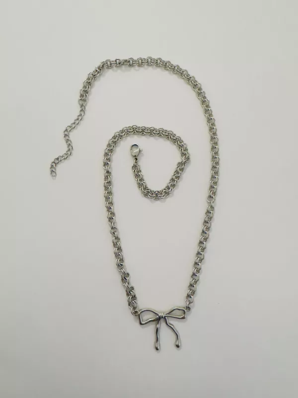 Silver Bow Necklace