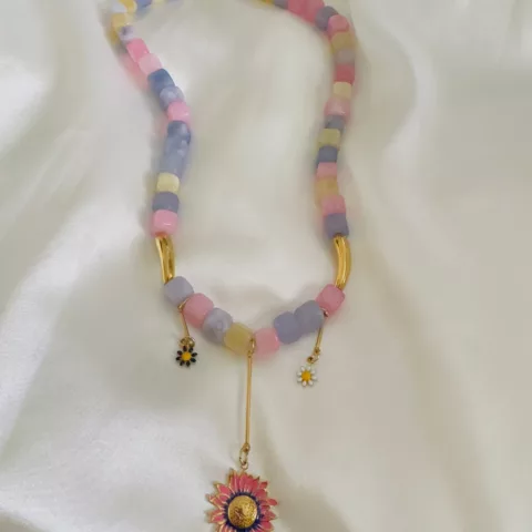 Azure Multi necklace with semi-precious stones and steel elements