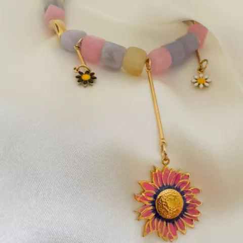 Azure Multi necklace with semi-precious stones and steel elements