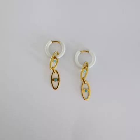 Flora earring with stainless steel hoop and removable chain