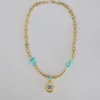 Melody necklace 5 Melody necklace with semi-precious stones & steel chain, 45+5 cm adjustable. Elegant design for everyday wear or layering.