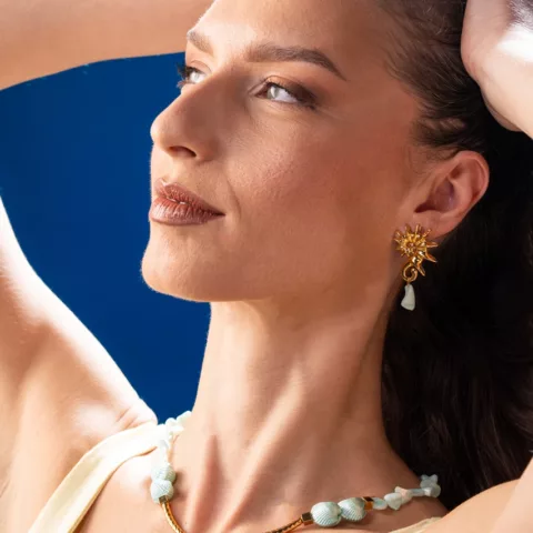 Mirage earring made of stainless steel with semi-precious stones