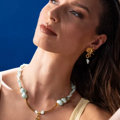 Mirage earring made of stainless steel with semi-precious stones