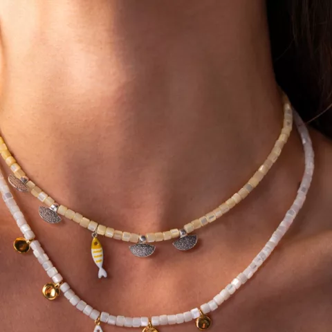 Paloma necklace with semi-precious stones and gold-plated elements