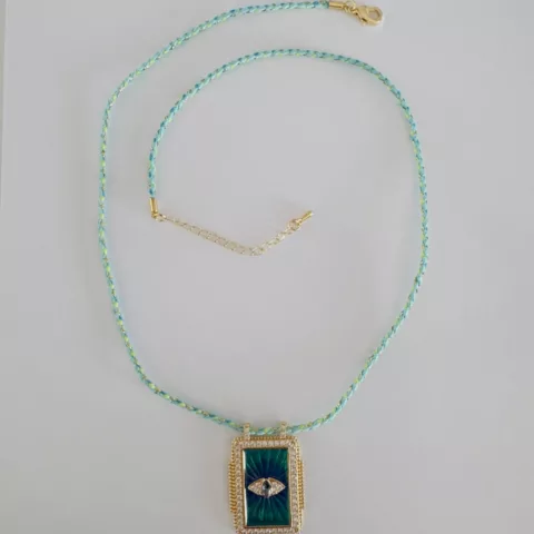Savannah necklace with braided cord, gold-plated charm and zircon detail