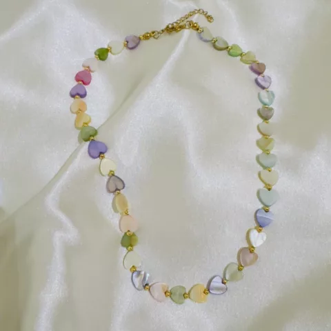 Seraphina necklace with steel elements and mother-of-pearl beads