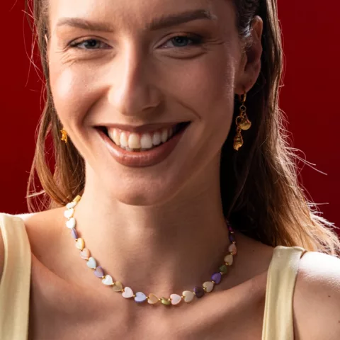 Seraphina necklace with steel elements and mother-of-pearl beads