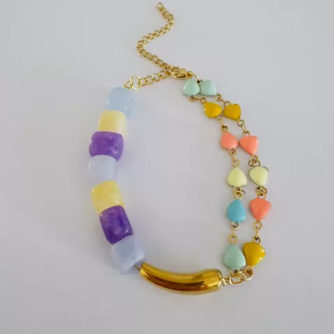 Blossom bracelet – semi-precious bead bracelet with stainless steel chain